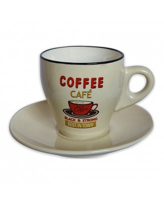 Ceasca si farfurie pentru ceai, 190 ml, Coffee Bean - SIMONA'S COOKSHOP